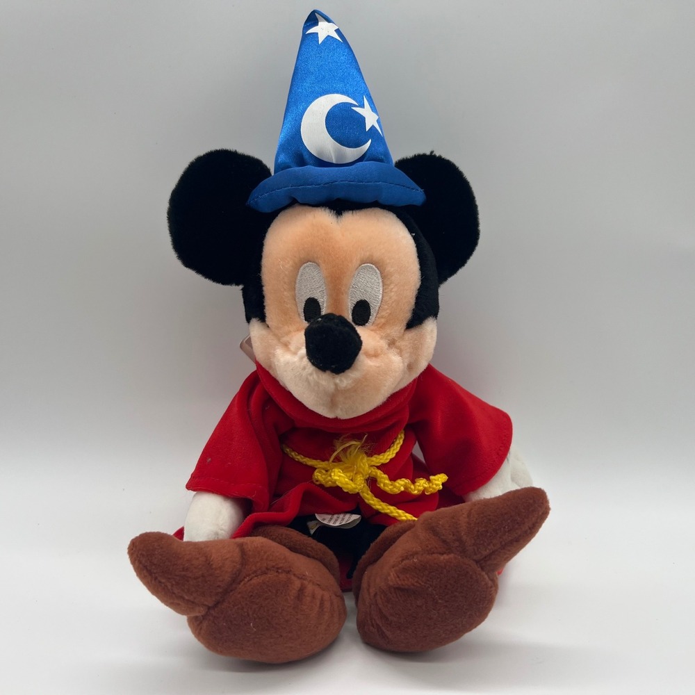 Disney Sorcerer Mickey Bean Bag Plush Fantasia Wizard Hat Mickey Mouse NWT